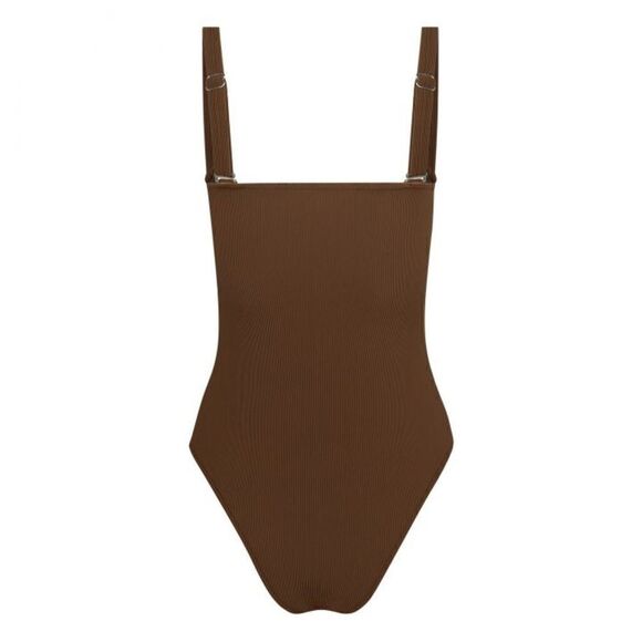 NWT FREE PEOPLE X ZULU & ZEPHYR BROWN RIBBED ONE PIECE - Picture 3 of 7
